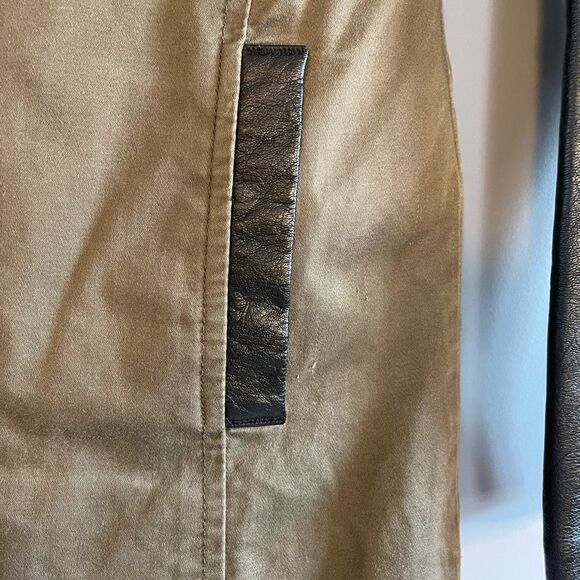 H&M Mixed Media Jacket Faux Leather & Army Green | SZ 2 - Picture 7 of 12